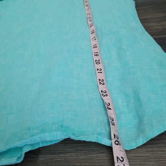 Foxcroft Womens Button Up Blouse Top Size 2 Blue 100% Linen Long Sleeve Collared - Picture 5 of 6